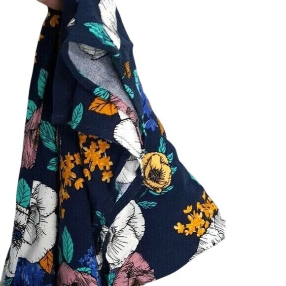 Band of Gypsies Jumpsuit Blue Small V Neck Short Sleeves Front Tie Floral Boho - Picture 4 of 7